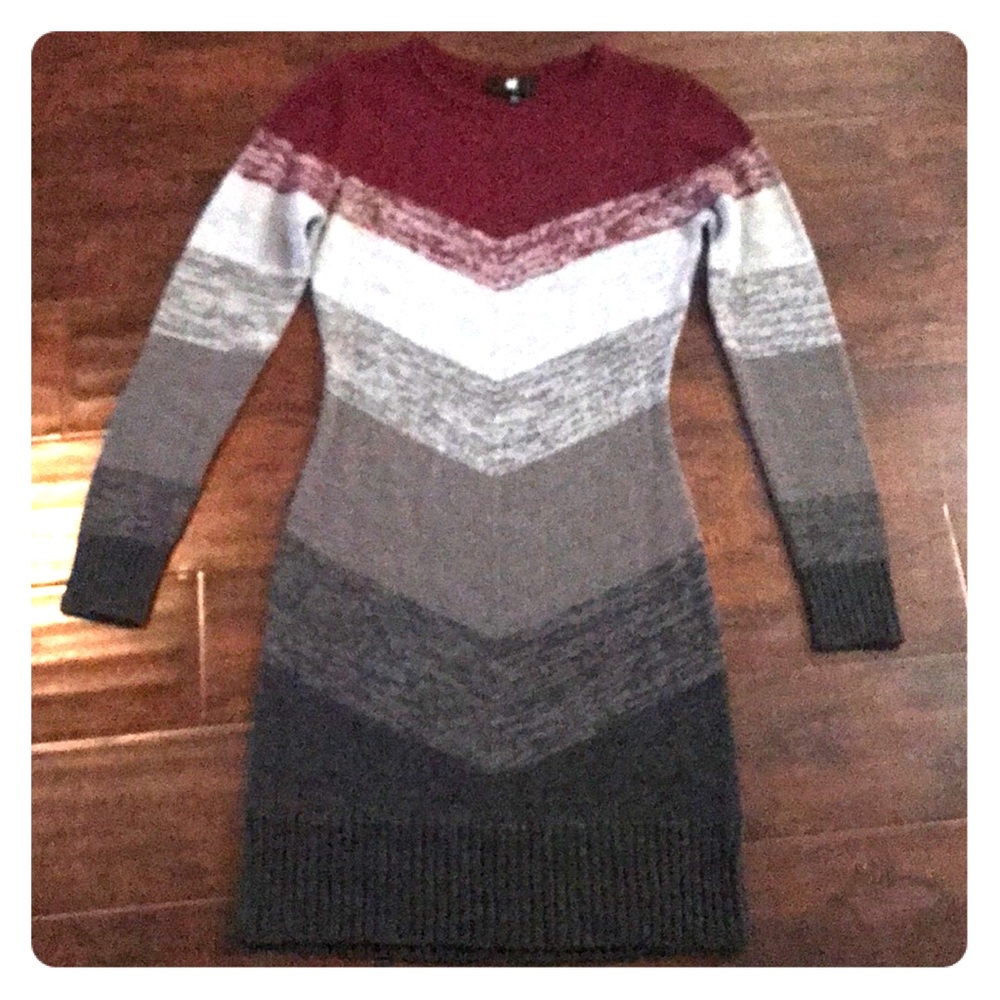 Chevron print bodycon sweater dress